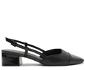 Sapatilha Slingback Salto Bloco Ponta Verniz Preta