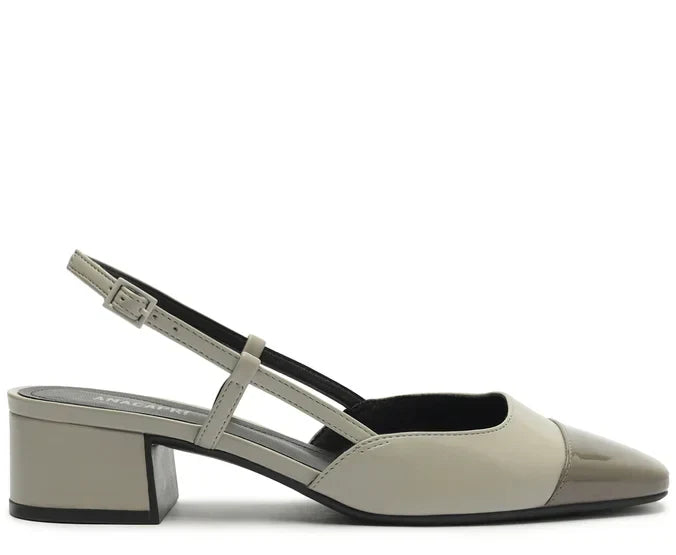 Sapatilha Slingback Salto Bloco Ponta Verniz Preta