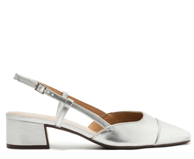 Sapatilha Slingback Salto Bloco Ponta Verniz Preta