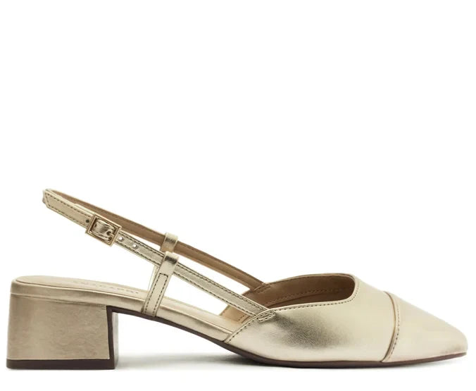 Sapatilha Slingback Salto Bloco Ponta Verniz Preta