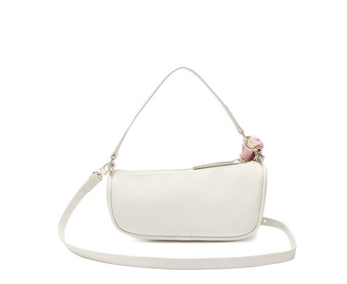 VIRGINIA Bolsa Tiracolo Média Baguete Assimétrica Branca